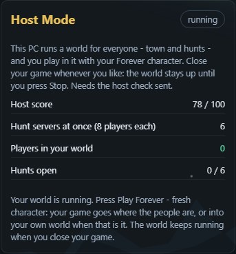 The Host Mode card in the Forever tab