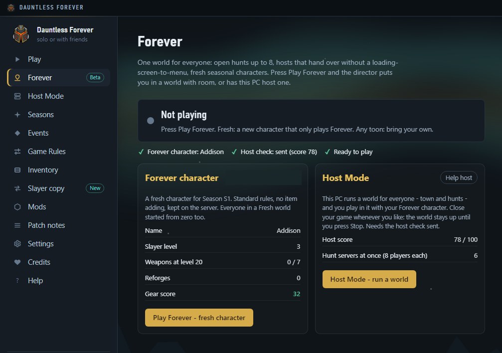 The launcher's Forever tab